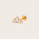 Marquise CZ Cluster Climber 18K Gold Plated Titanium Flat Back Stud Earrings