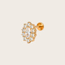 Marquise Halo 18K Gold PVD Titanium Flat Back Earrings