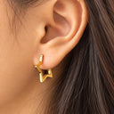 Minimalist Star Huggie 18K Gold Plated Titanium Hoop Earrings