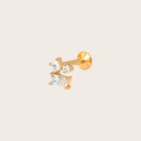 Mixed-Cut Cluster 18K Gold PVD Titanium Flat Back Earrings