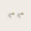 Mixed-Cut Cluster 18K Gold Plated Titanium Flat Back Earrings