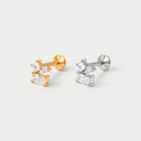 Mixed-Cut Cluster 18K Gold PVD Titanium Flat Back Earrings