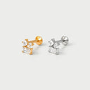 Mixed-Cut Cluster 18K Gold Plated Titanium Flat Back Earrings