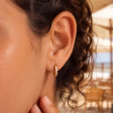 Moissanite D-Shape Huggie 18K Gold Plated Titanium Hoop Earrings