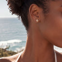 Natural Mother-of-Pearl Cross flat back earrings