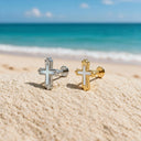 Natural Mother-of-Pearl Cross flat back earrings