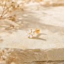 Pear-Petal Flower 18K Gold PVD Titanium Flat Back Earrings