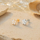 Pear-Petal Flower 18K Gold PVD Titanium Flat Back Earrings