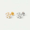 Pear-Petal Flower 18K Gold PVD Titanium Flat Back Earrings