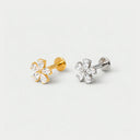 Pear-Petal Flower 18K Gold Plated Titanium Flat Back Earrings