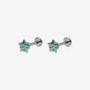 Pentagonal Zircon Titanium Flat Back Earrings