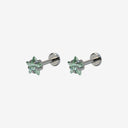 Pentagonal Zircon Titanium Flat Back Earrings