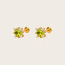 Peridot Kite-Set Compass 18K Gold Plated Titanium Flat Back Earrings