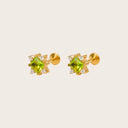 Peridot Kite-Set Compass 18K Gold Plated Titanium Flat Back Earrings