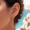 Peridot Kite-Set Compass flat back earrings