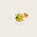 Peridot Kite-Set Compass 18K Gold Plated Titanium Flat Back Earrings