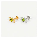 Peridot & Baguette Trio 18K Gold Plated Titanium Flat Back Earrings