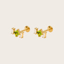 Peridot & Baguette Trio 18K Gold Plated Titanium Flat Back Earrings