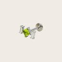 Peridot & Baguette Trio flat back earrings
