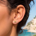 Peridot & Baguette Trio flat back earrings
