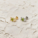Peridot & Baguette Trio flat back earrings