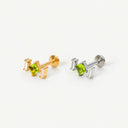 Peridot & Baguette Trio flat back earrings