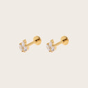 Petite Wheat Sprig Cluster 18K Gold Plated Titanium Flat Back Earrings