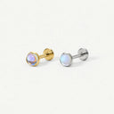 Round-Edged Moonstone 18K Gold Plated Titanium Flat Back Earrings