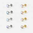 Round-Edged Moonstone 18K Gold Plated Titanium Flat Back Stud Earrings