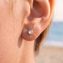 Round-Edged Moonstone 18K Gold Plated Titanium Flat Back Earrings
