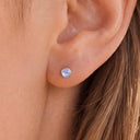 Round-Edged Moonstone 18K Gold Plated Titanium Flat Back Stud Earrings