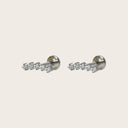 Round CZ Row 18K Gold Plated Titanium Flat Back Earrings