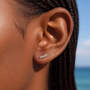 Round CZ Row flat back earrings