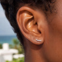 Round CZ Row flat back earrings