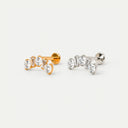 Round & Baguette Mix Climber flat back earrings