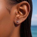 Ruby-Red Fan Halo flat back earrings