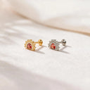 Ruby-Red Fan Halo flat back earrings