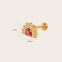 Ruby-Red Fan Halo 18K Gold Plated  Titanium Flat Back Earrings