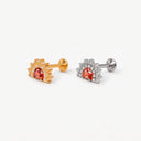 Ruby-Red Fan Halo flat back earrings