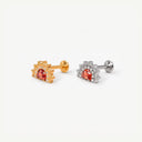 Ruby-Red Fan Halo 18K Gold Plated  Titanium Flat Back Earrings