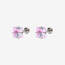 Sparkling Sugar Cube Titanium Flat Back Earrings