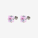 Sparkling Sugar Cube Titanium Flat Back Earrings