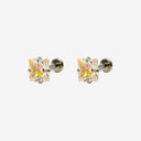 Sparkling Sugar Cube Titanium Flat Back Earrings