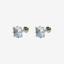 Sparkling Sugar Cube Titanium Flat Back Earrings