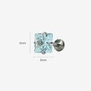 Sparkling Sugar Cube Titanium Flat Back Earrings
