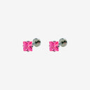 Sparkling Sugar Cube Titanium Flat Back Earrings