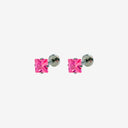 Sparkling Sugar Cube Titanium Flat Back Earrings