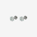 Sparkling Sugar Cube Titanium Flat Back Earrings
