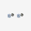 Sparkling Sugar Cube Titanium Flat Back Earrings