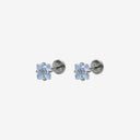 Sparkling Sugar Cube Titanium Flat Back Earrings